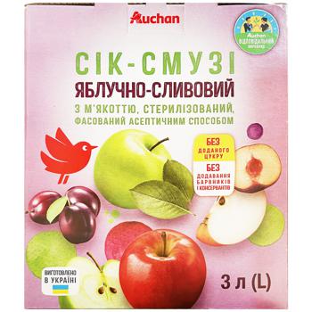 Сік-смузі Ашан Яблучно-сливовий 3л - купити, ціни на Auchan - фото 1