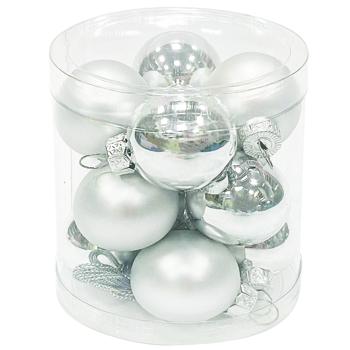 Actuel Glass Christmas Balls Set 3.5cm 12pcs Silver - buy, prices for Auchan - photo 1