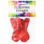 Шарики воздушные Party Хата Сердце латекс 25см 5шт красный