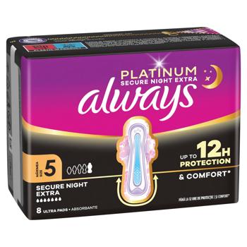 Always Platinum Secure Night Extra Sanitary Pads 8pcs - buy, prices for MegaMarket - photo 3
