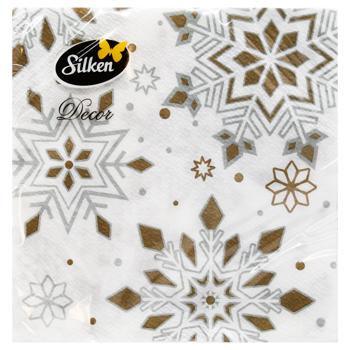 Салфетки столовые Silken Ледяная снежинка 2-слойная 33*33см 12шт - купить, цены на - фото 3