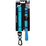 MasterZoo Reflective Nylon Dog Collar 40.6cm + Leash 122cm/10mm Blue