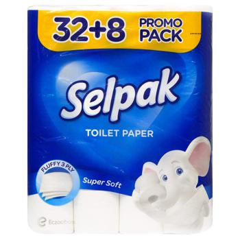 Selpak Three-layer White Toilet Paper 32*8pcs - buy, prices for Auchan - photo 1