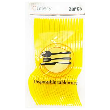 Plastic Yellow Forks 155mm 20pcs - buy, prices for Tavria V - photo 1