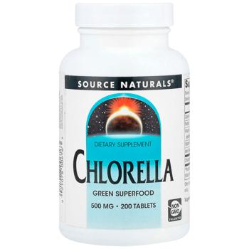 Хлорела, Chlorella, Source Naturals, 500 мг, 200 таблеток - купити, ціни на Біотус - фото 1