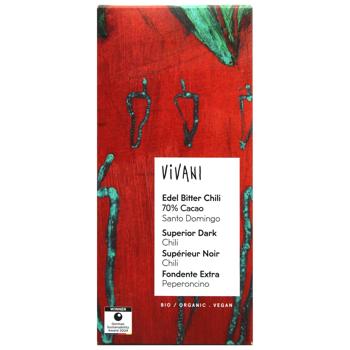 Шоколад Vivani темний органічний 70% какао з перцем чилі 80г - купить, цены на МегаМаркет - фото 1