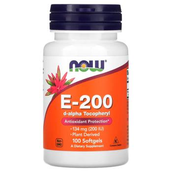 Витамин Е Now Foods E-200 200 МЕ 100 гелевых капсул - купить, цены на Biotus - фото 1