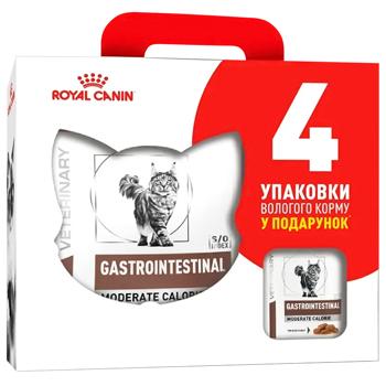 Royal Canin Moderate Calorie Food Set for Cats with Gastrointestinal Diseases Dry 2kg + Wet 4pcs*85g