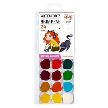 Краски акварельные Rosa Kids Cats with a Girl 24 цвета