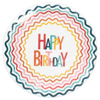 Actuel Happy Birthday Plate 23cm 10pcs - buy, prices for Auchan - photo 1