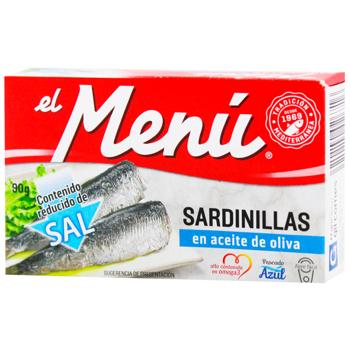 Сардины El Menu средиземноморские в оливковом масле с пониженным содержанием соли 90г - купить, цены на WINETIME - фото 1