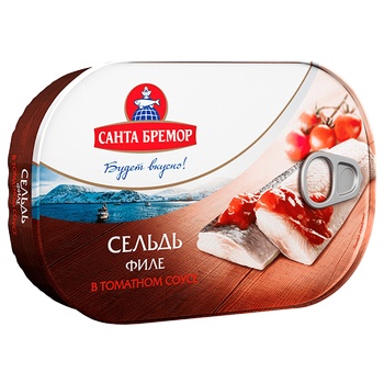 Santa Bremor Atlantic Herring Fillet in Tomato Sauce 190g - buy, prices for Vostorg - photo 1