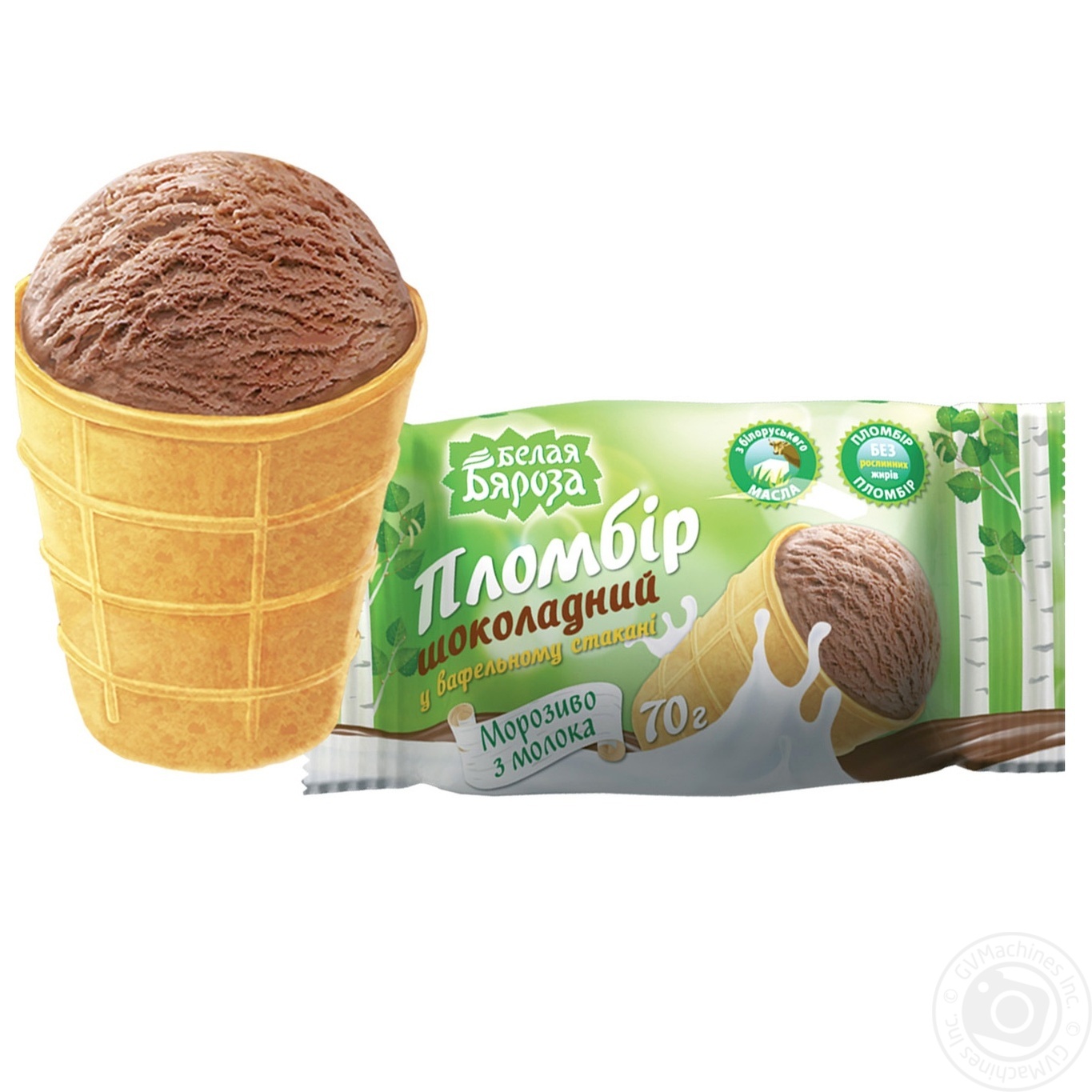 

Мороженое Белая Бяроза пломбир с какао в вафельном стакане 70г