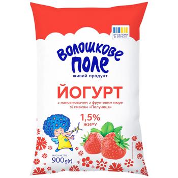 Йогурт Волошкове поле Клубника 1,5% 900г - купить, цены на Auchan - фото 1