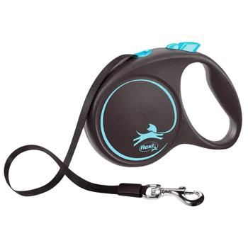 Flexi Black Design Roulette Leash with Tape S Up to 15kg 5m Black/Blue - buy, prices for MasterZoo - photo 1