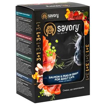 Savory Wet Food with Salmon and Peas for Cats 3+1pc*85g - buy, prices for MasterZoo - photo 6