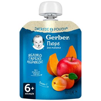 Пюре Gerber яблоко-тыква-абрикос 90г - купить, цены на КОСМОС - фото 1