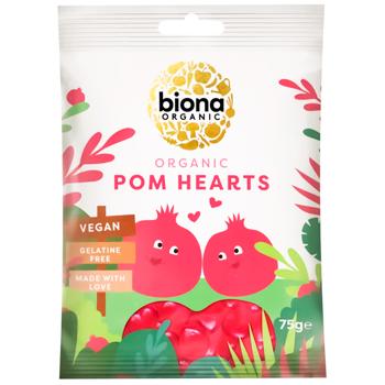 Biona Organic Pomegranate Hearts Jelly Candies on Sticks 75g