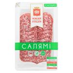 Колбаса Мясная Гильдия Салями нарезанная сырокопченая высший сорт 75г