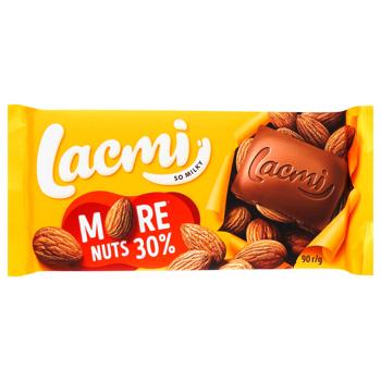 Шоколад молочний Roshen Lacmi з цілим мигдалем 90г - купити, ціни на ULTRAMARKET - фото 1
