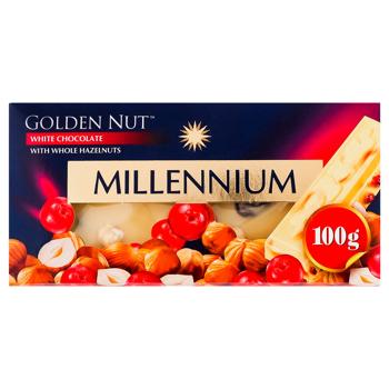 Millennium Golden Nut White Chocolate with Whole Hazelnuts and Cranberries 100g - buy, prices for Za Raz - photo 1