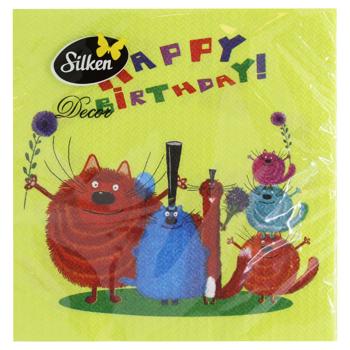 Салфетки столовые Silken Happy Birthday 2-слойные 16шт 33*33см - купить, цены на МегаМаркет - фото 1