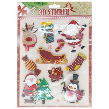 Наклейки новогодние объемные 18*26см P160 в ассортименте - купить, цены на КОСМОС - фото 2