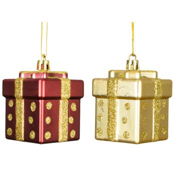 Подвеска елочная Decoris Gift Box 5х5х6,8см в ассортименте - купить, цены на METRO - фото 1