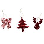 Actuel Christmas Tree/Deer/Bow Red Christmas Tree Pendant 9-12cm in assortment