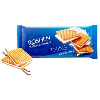 Вафлі Roshen Wafers Sandwich Thins молоко-ваніль 55г - купити, ціни на NOVUS - фото 1