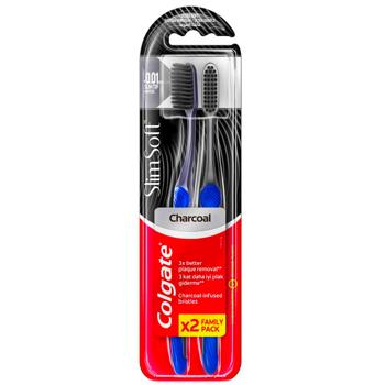 Colgate Slim Soft Charcoal Toothbrush 2pcs - buy, prices for COSMOS - photo 1