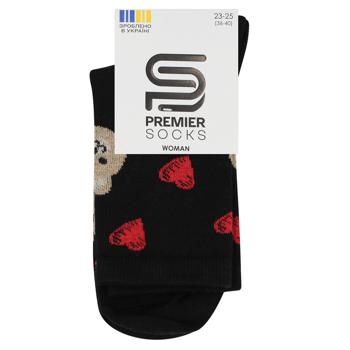 Шкарпетки жіночі Premier Socks Love Me Cерця і ведмедики класичні р.23-25 чорний - купити, ціни на NOVUS - фото 1