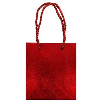 Пакет подарочный с блестками 10331-1XS 12х14х6см - купить, цены на Чудо Маркет - фото 1