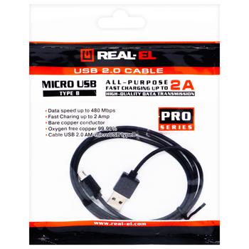 Кабель Real-El Micro USB чорний 1м - купити, ціни на Auchan - фото 1