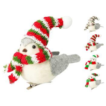 Украшение Птичка в шляпе на клипсе 9см в ассортименте - купить, цены на - фото 4