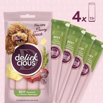 Ласощі для собак Delickcious Creamy Snack з яловичиною, сиром та спаржею 4шт*15г - купити, ціни на MasterZoo - фото 2