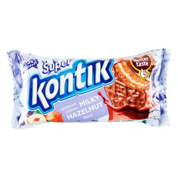 Печиво-сендвіч Konti Super Kontik з фундуком 90г - купити, ціни на ULTRAMARKET - фото 1