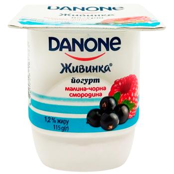 Йогурт Danone Живинка Малина-черная смородина 1,2% 115г