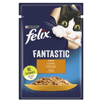 Корм влажный Felix Fantastic с курицей для кошек 85г - купить, цены на КОСМОС - фото 1
