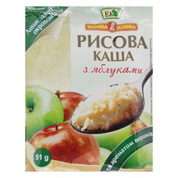 Каша Эко Большая ложка рисовая с яблоками со сливками 51г - купить, цены на МегаМаркет - фото 1