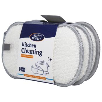 Губки кухонні 3шт бамбук 34841 E-129х95 И857 - купити, ціни на КОСМОС - фото 4