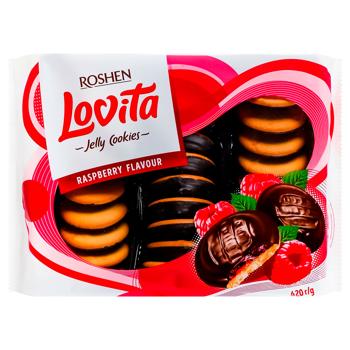 Roshen Lovita Butter Cookies with Jelly Filling with Raspberry Flavor 420g - buy, prices for Ideal - photo 1