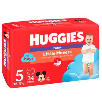 Подгузники-трусики Huggies Little Movers Pants 5 для мальчиков 12-17кг 34шт - купить, цены на КОСМОС - фото 2