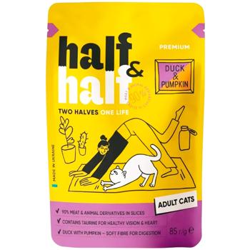 Корм вологий Half&Half Adult з качкою та гарбузом для котів 24шт х 85г - купити, ціни на MasterZoo - фото 2