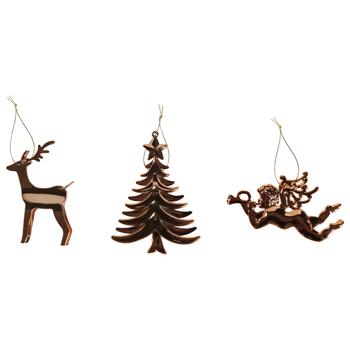 Actuel Christmas Tree/Deer/Angel Copper Christmas Tree Pendant 11-13cm in assortment - buy, prices for Auchan - photo 1