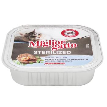 Корм вологий Miglior Gatto з рибою та креветками для стерилізованих котів 100г - купити, ціни на NOVUS - фото 1
