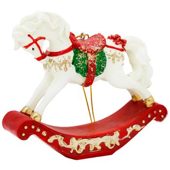 Подвеска декоративная Bona Di Лошадка качели 9,5см белый с красным - купить, цены на WINETIME - фото 2