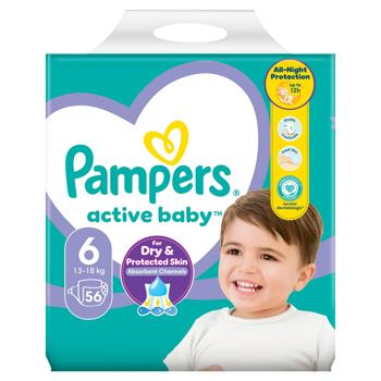 Підгузки Pampers Active Baby розмір 6 Extra Large 13-18кг 56шт - купити, ціни на NOVUS - фото 3