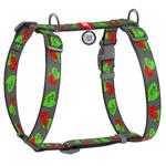 Waudog Nylon H-Shaped Harness for Dogs with QR Passport 30-40cm/15mm with Guelder Rose Design