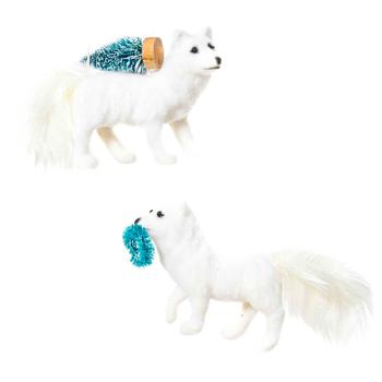 Decoris White Fox Pendant 10x3x7cm in assortment